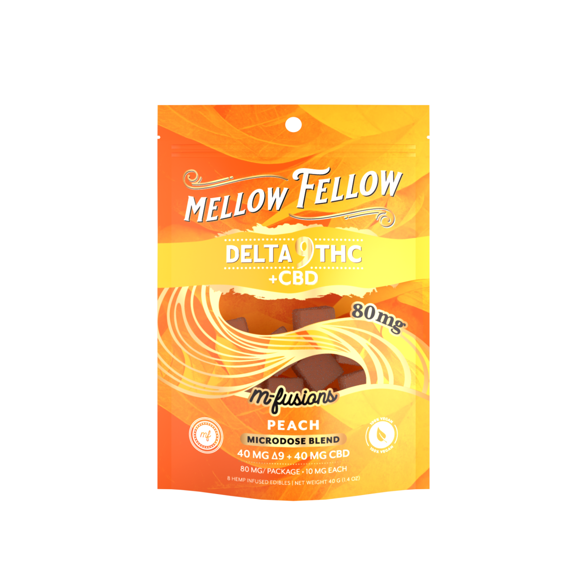 Microdose M-Fusions Gummies - Delta 9 THC + CBD 8ct 80mg - Peach