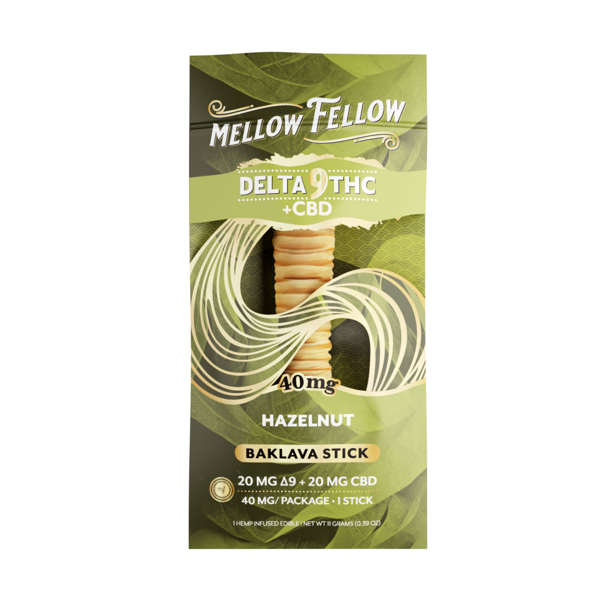 Delta 9 THC + CBD Baklava Sticks - Hazelnut 40mg