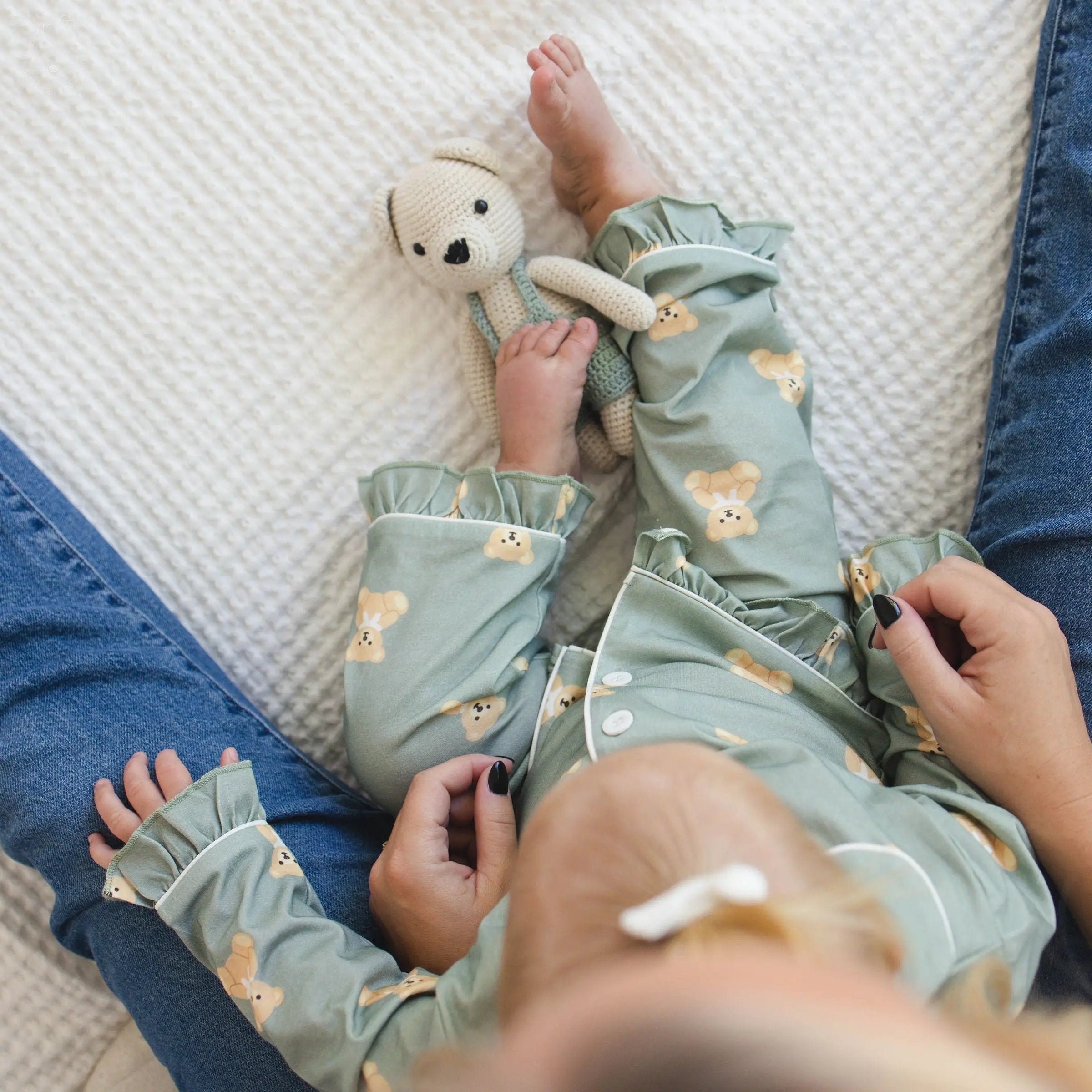 Teddy Bear Print - Cotton Pajamas for Toddlers & Kids (12M–4Y)