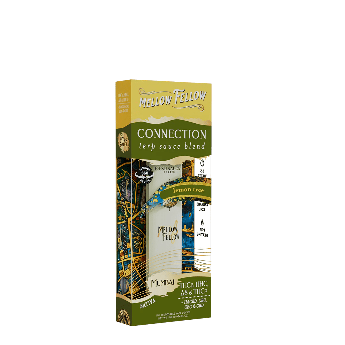 Connection Blend - Terp Sauce 1ml Disposable Spinner Vape - Lemon Tree (Sativa)