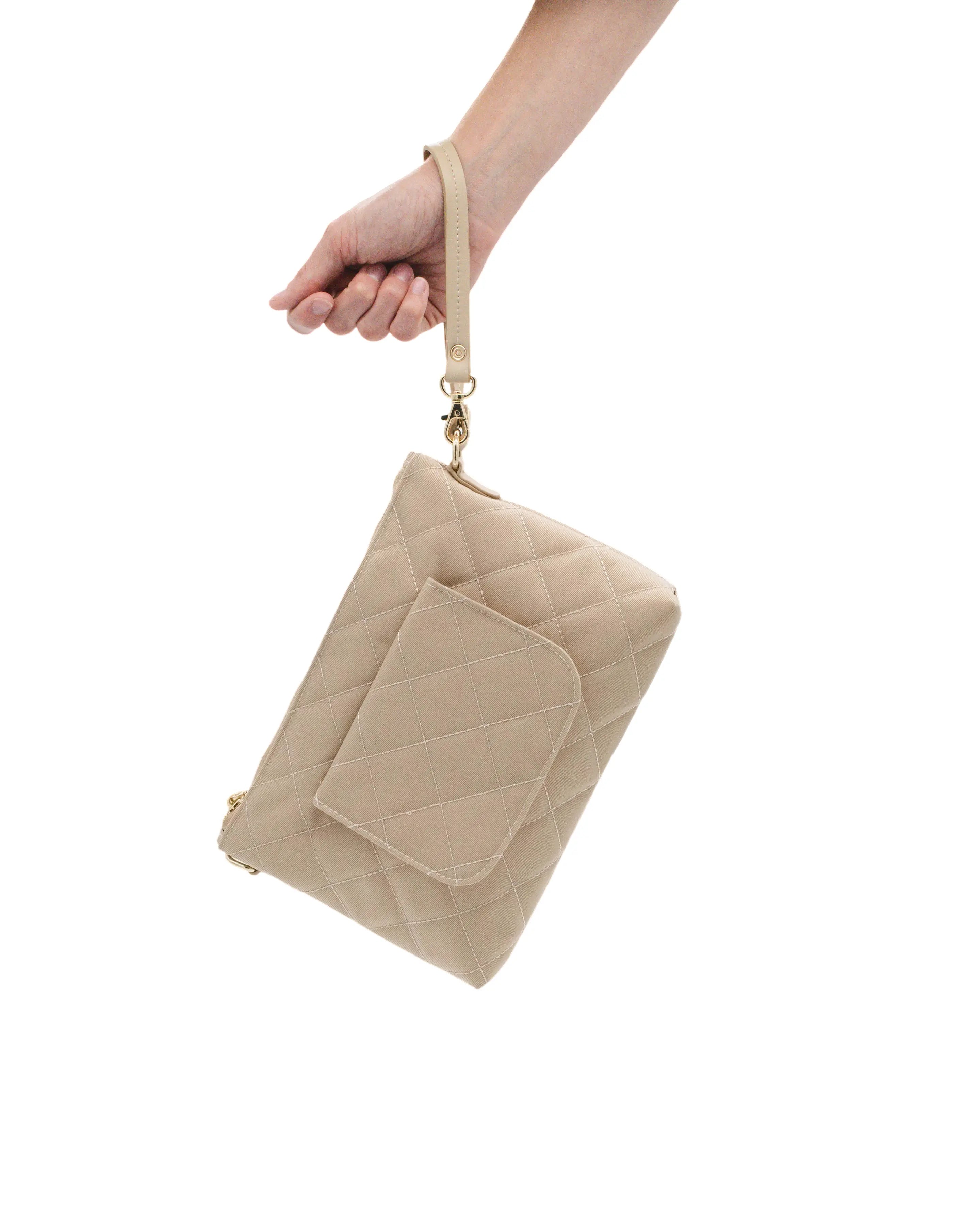 Essential Carryall Tote with Removable Diaper Clutch Beige