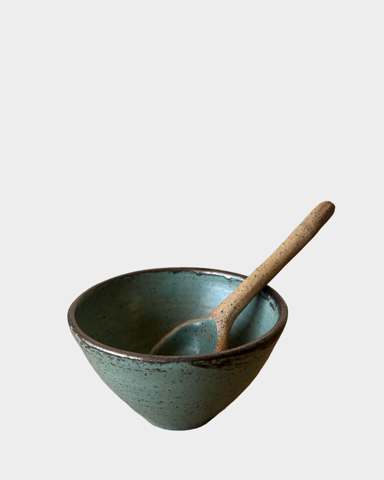Mini Dip Bowl with Spoon in Echeveria Teal
