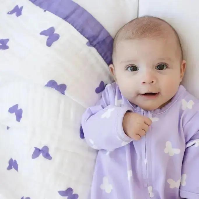 Lavender Solid + Lilac Flutter Blanket Bundle