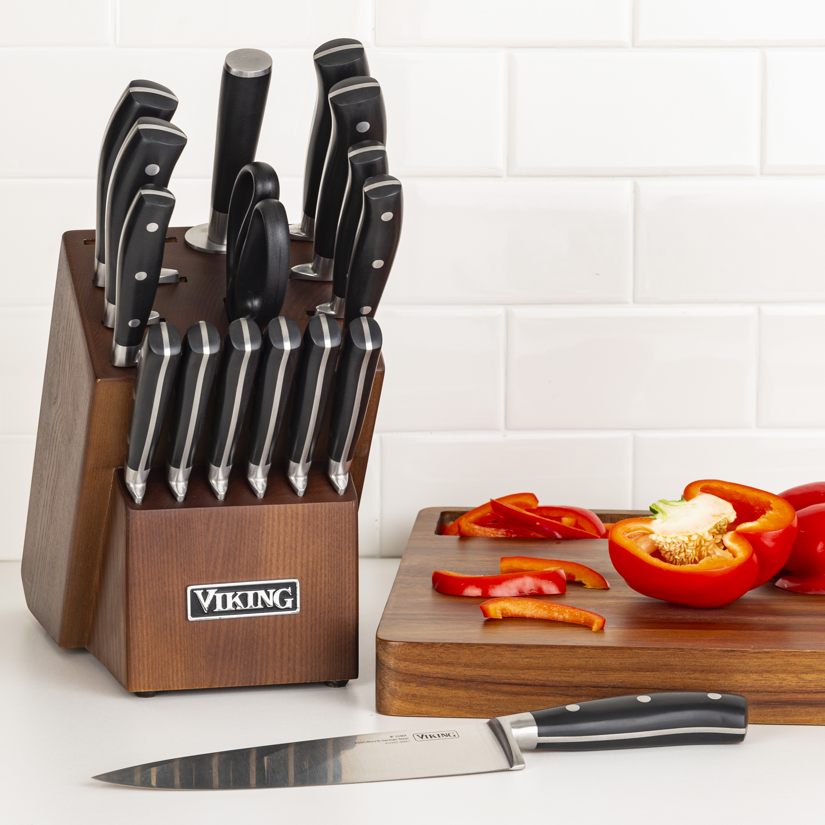 Viking Culinary 17-piece Cutlery Set with Walnut Block