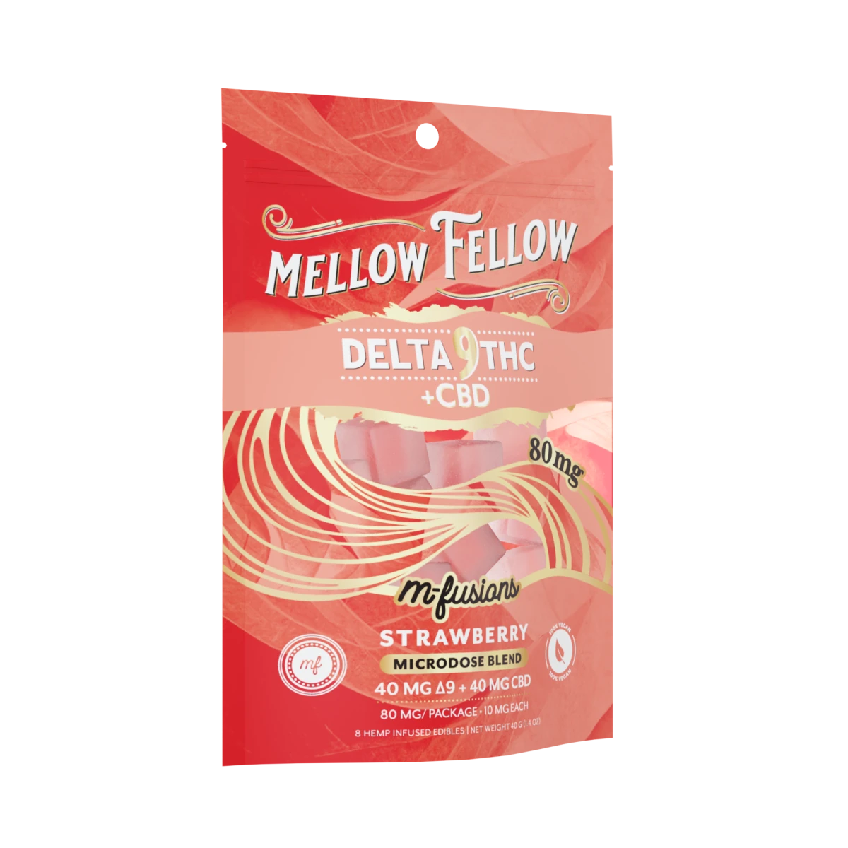 Microdose M-Fusions Gummies - Delta 9 THC + CBD 8ct 80mg - Strawberry