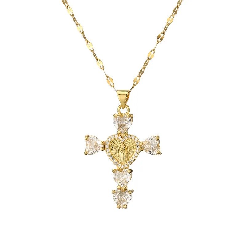 24K Crystal Cross Necklace