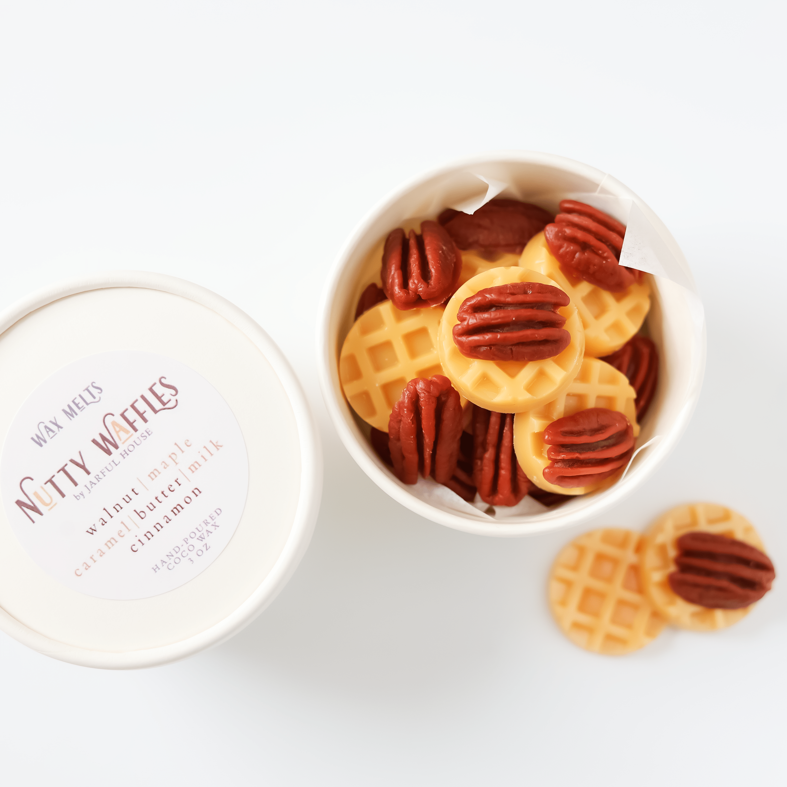 Nutty Waffles Wax Melts – Waffle & Pecan Shapes, Sweet Maple Caramel Scent