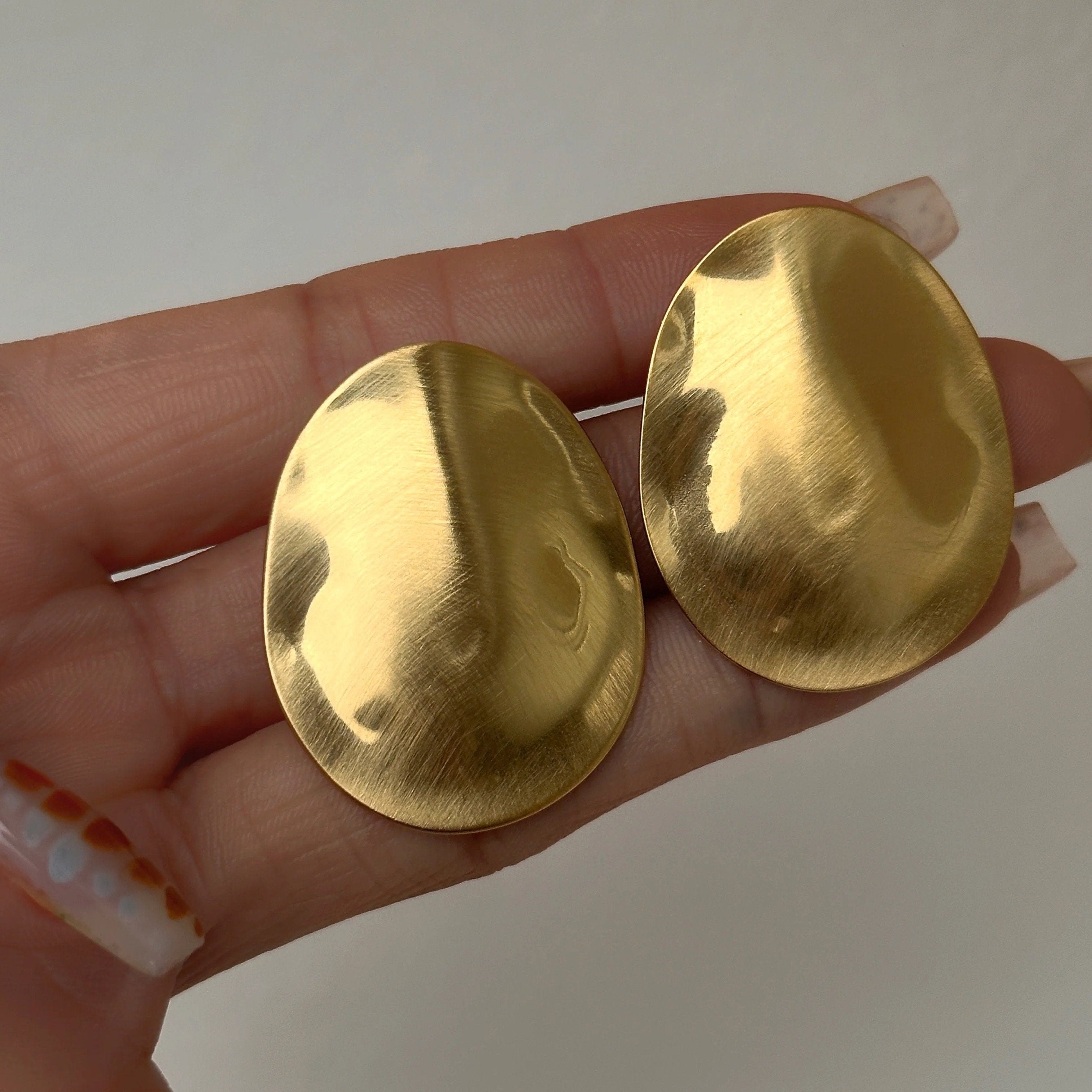 Gold Oval Earrings