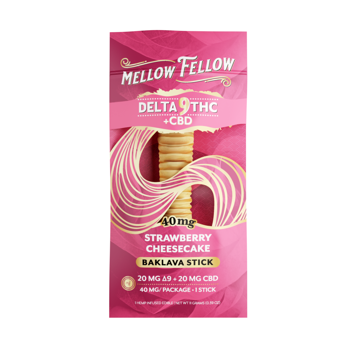 Delta 9 THC + CBD Baklava Sticks - Strawberry Cheesecake 40mg