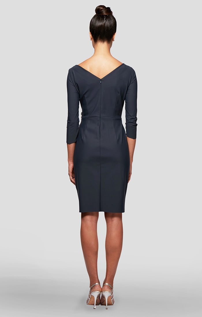 Petite - Diana Cascade Ruffle Sheath Contour Dress