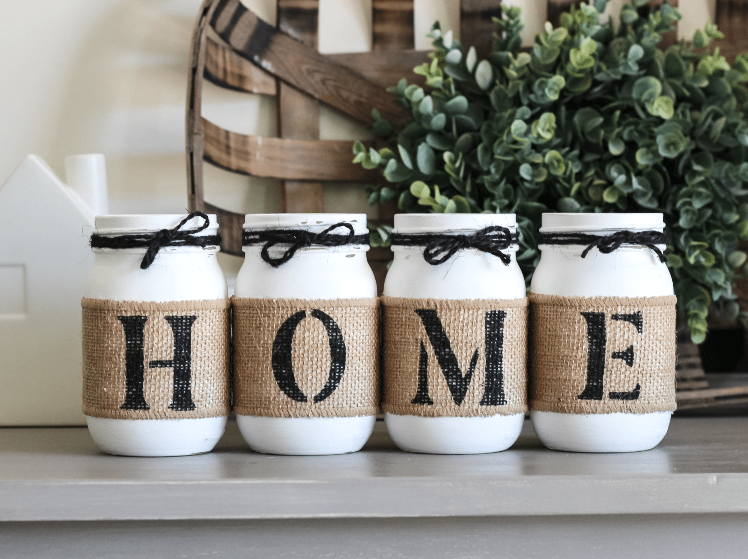 Mason Jar Set Home Decor | Farmhouse Table Centerpiece