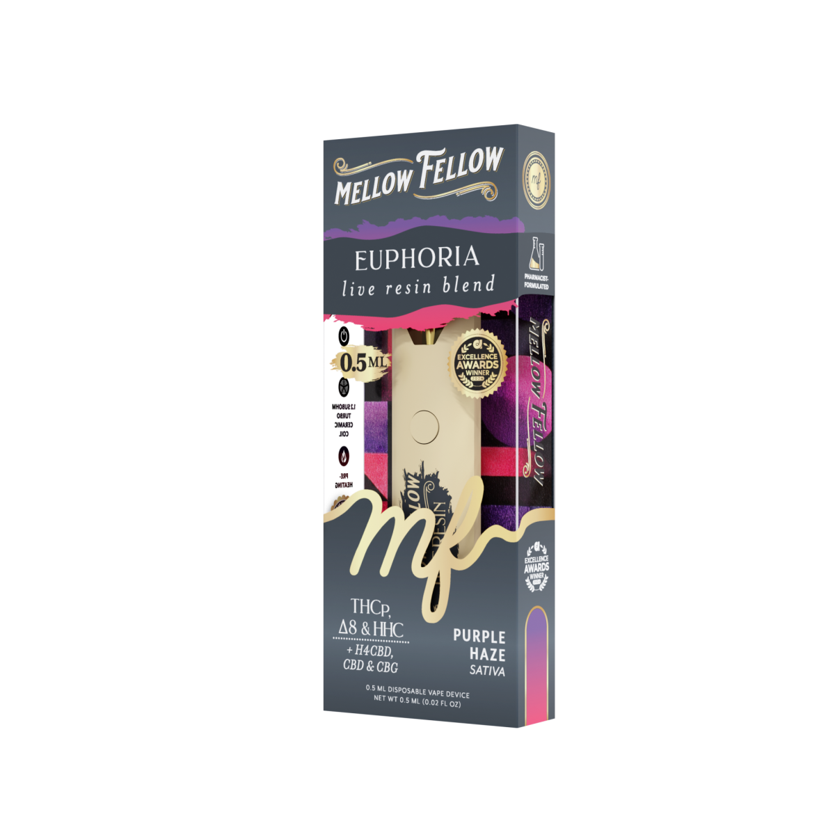 Euphoria Blend 0.5ml Live Resin Disposable Vape - Purple Haze (Sativa)