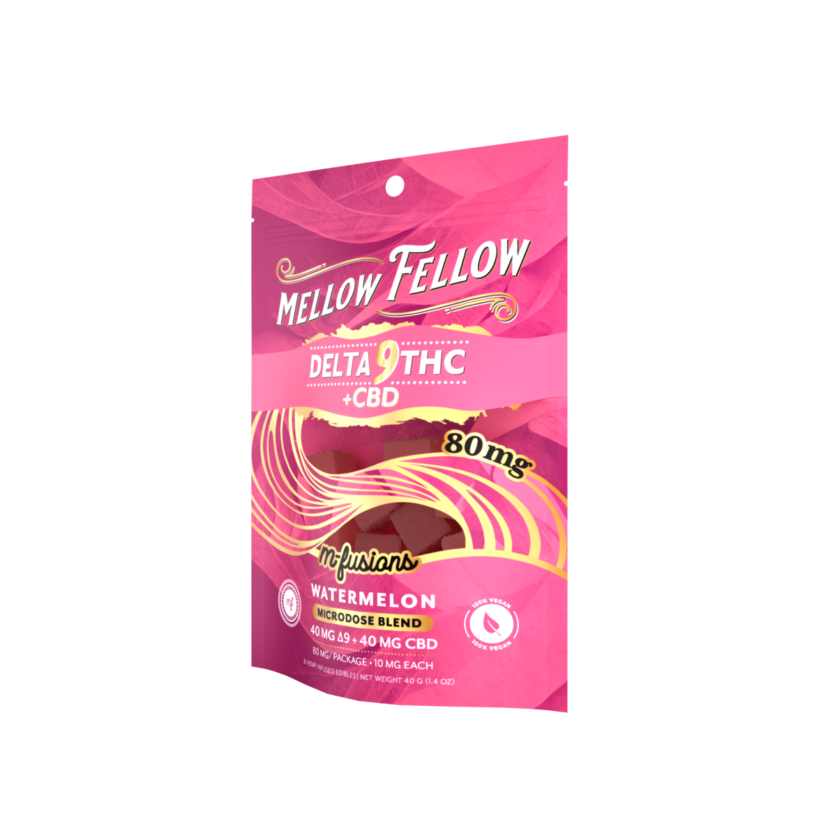 Microdose M-Fusions Gummies - Delta 9 THC + CBD 8ct 80mg - Watermelon