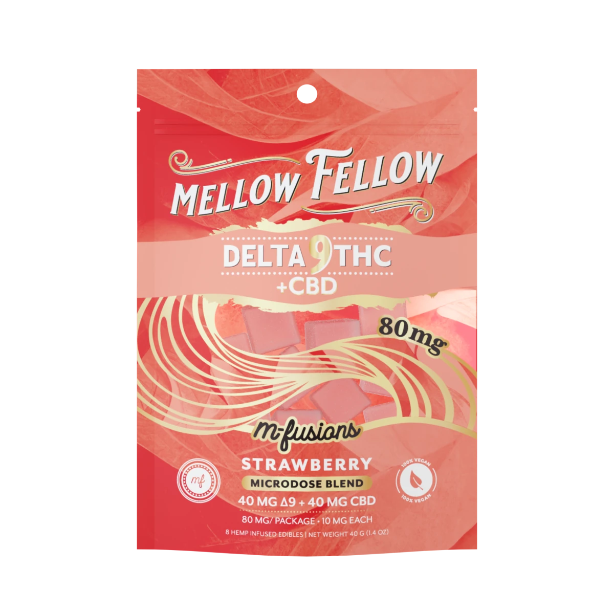Microdose M-Fusions Gummies - Delta 9 THC + CBD 8ct 80mg - Strawberry