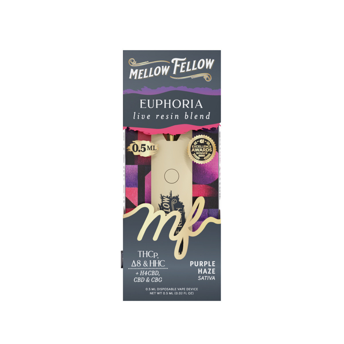 Euphoria Blend 0.5ml Live Resin Disposable Vape - Purple Haze (Sativa)
