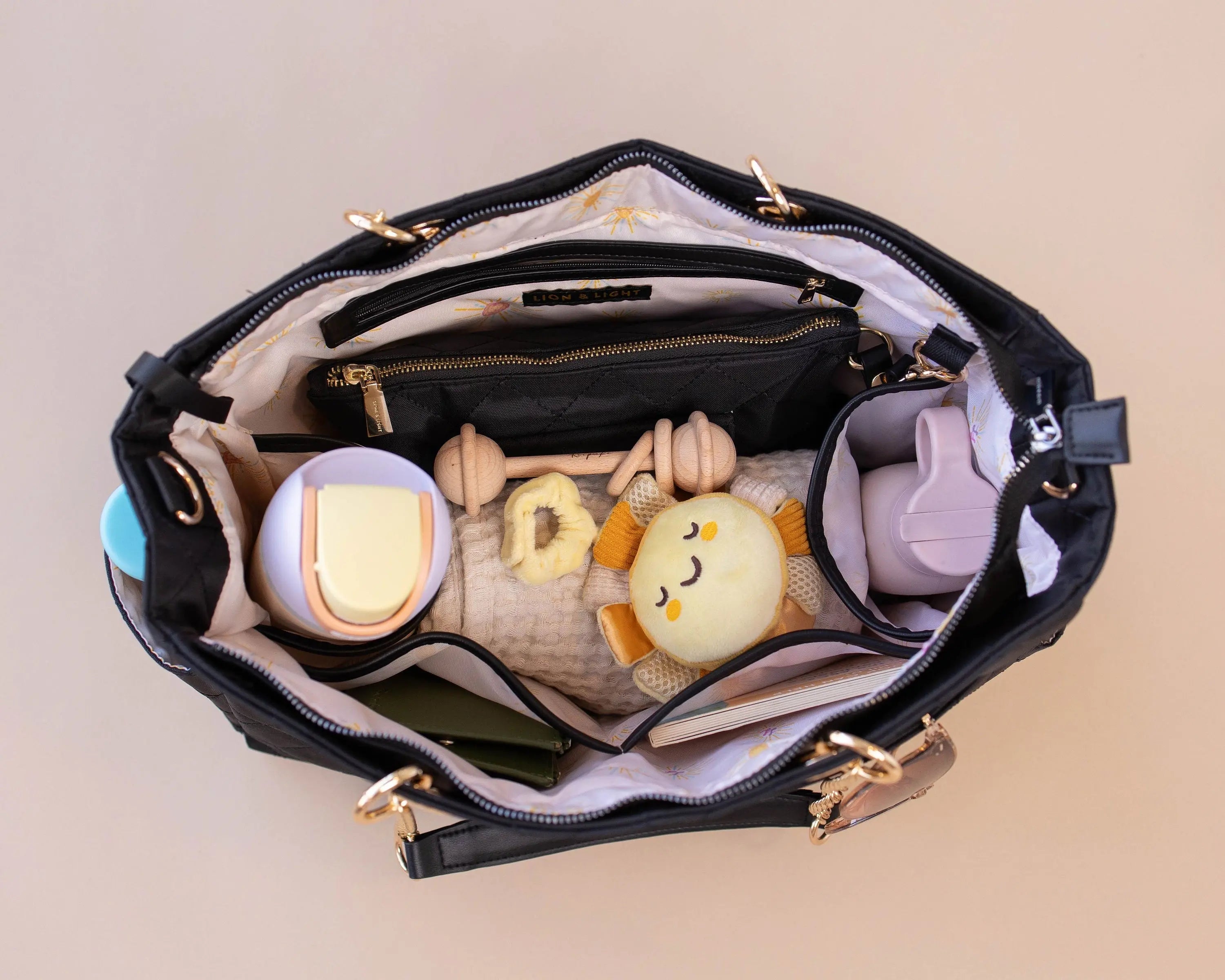 Essential Carryall Tote with Removable Diaper Clutch Beige