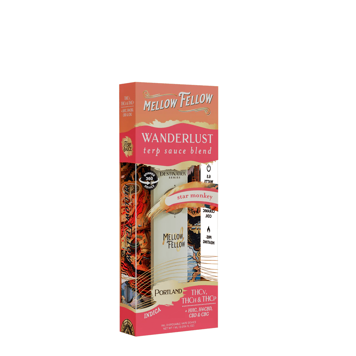 Wanderlust Blend - Terp Sauce 1ml Disposable Spinner Vape - Star Monkey (Indica)