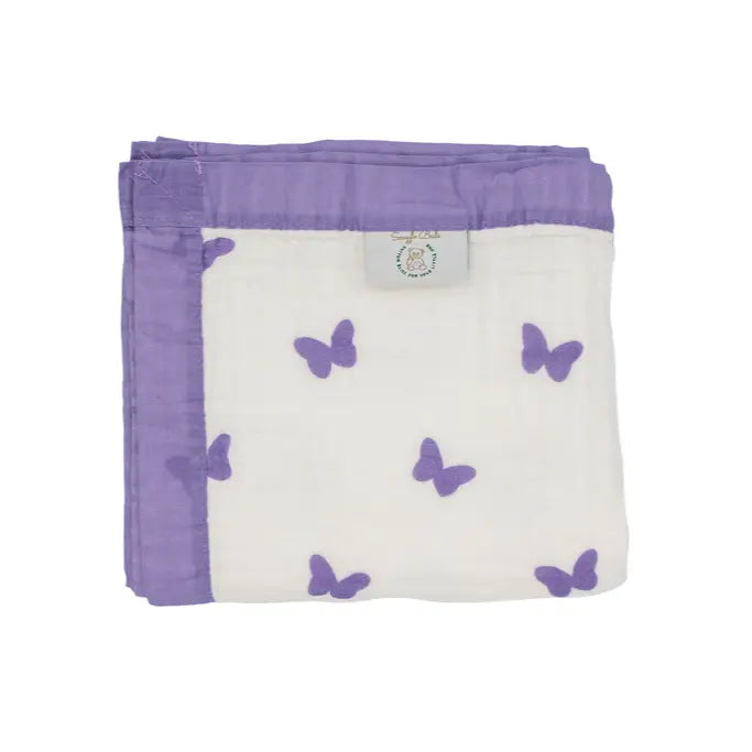 NEW - Lilac Flutter – 100% Muslin Cotton Baby Blanket Quilt for Newborns & Toddlers