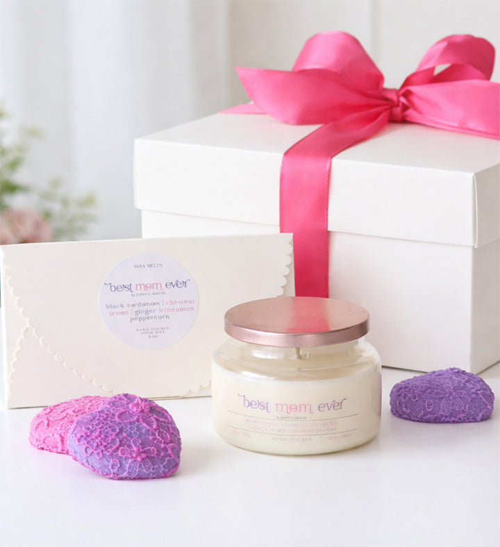 Best Mom Ever Gift Set – Soy Candle & Heart Wax Melts