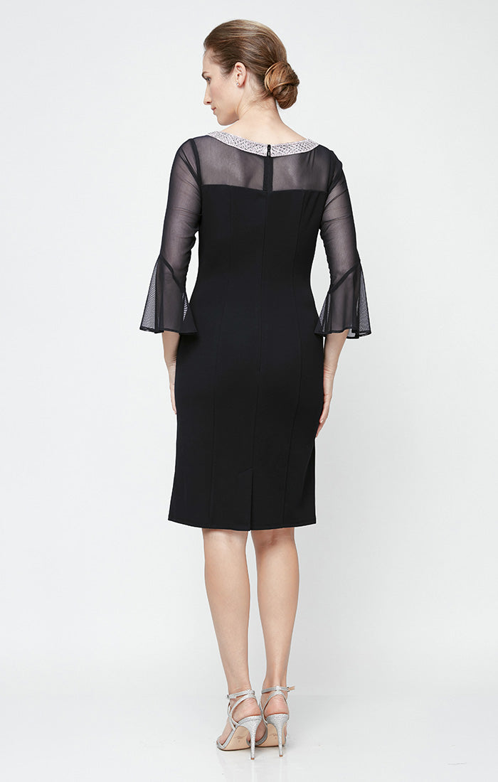 Olivia Illusion Neck Crepe Dress
