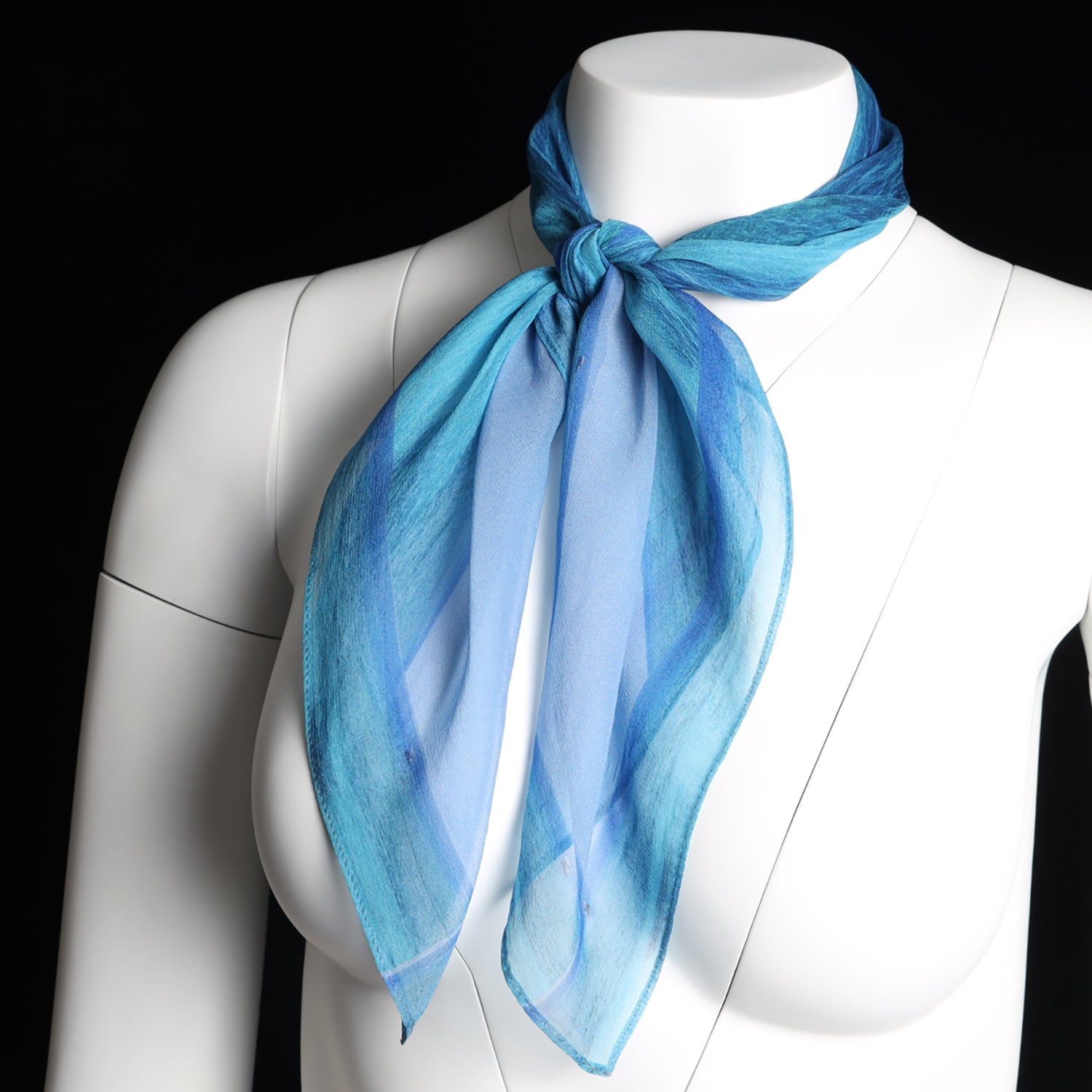 Silk 26 Inch Square Scarf - Ocean And Sky - Blues and Teal