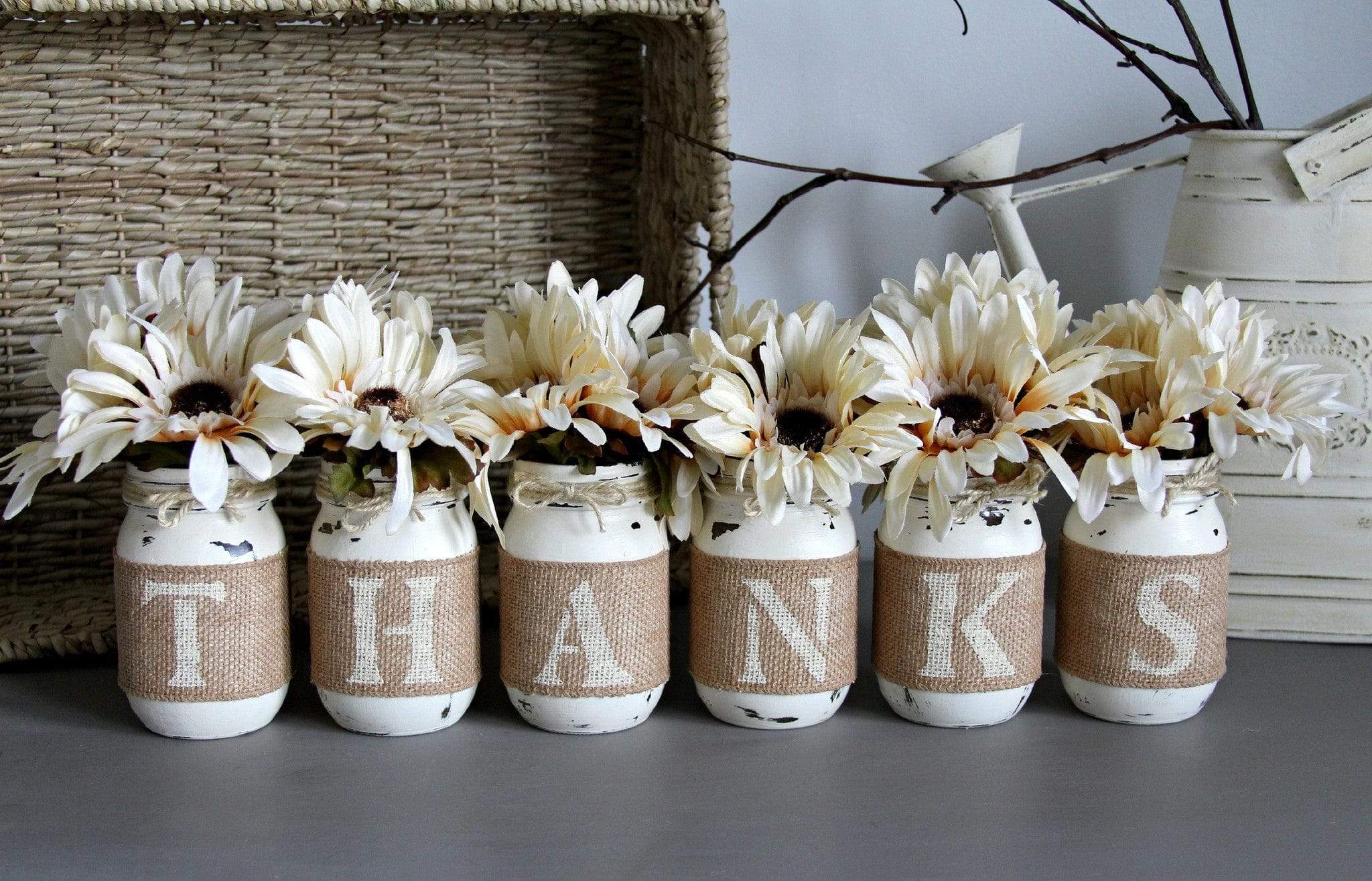THANKFUL Rustic Table  Fireplace Decor - One Sided