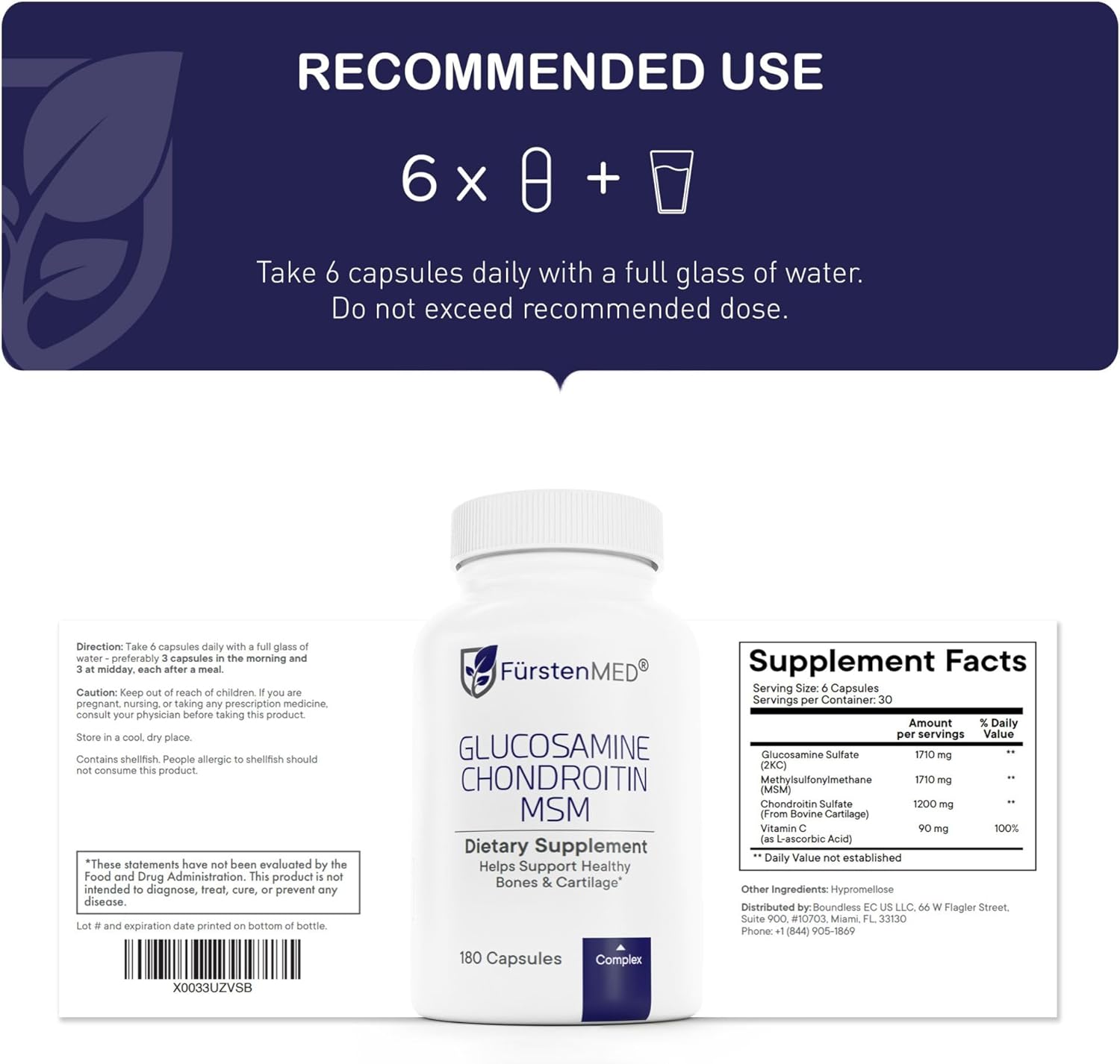 FürstenMED Glucosamine Chondroitin MSM Supplement