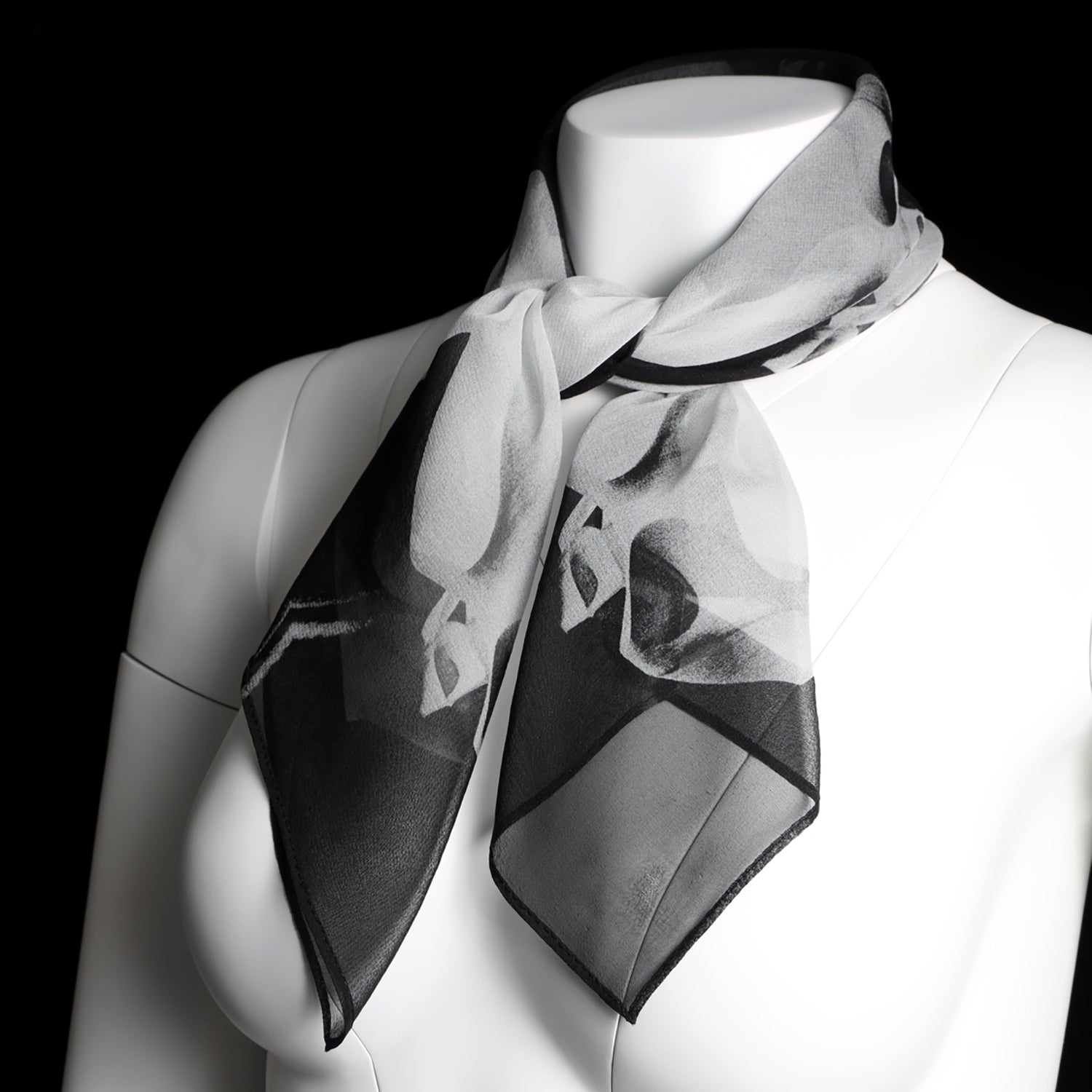 Silk 26 Inch Square Scarf - Gaudi - Black and White