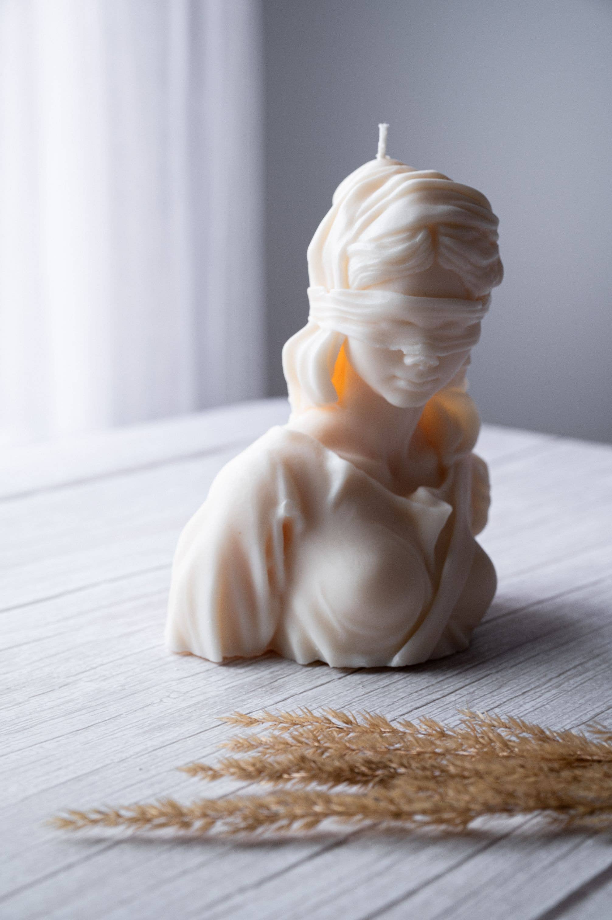Blind Lady Justice Statue Candle
