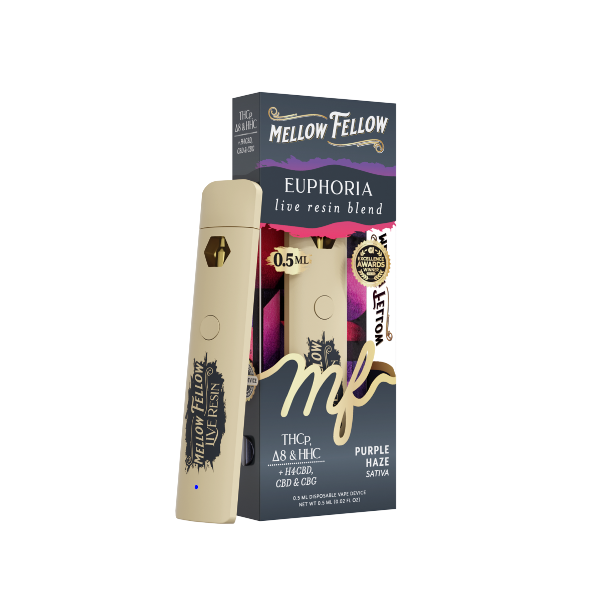 Euphoria Blend 0.5ml Live Resin Disposable Vape - Purple Haze (Sativa)