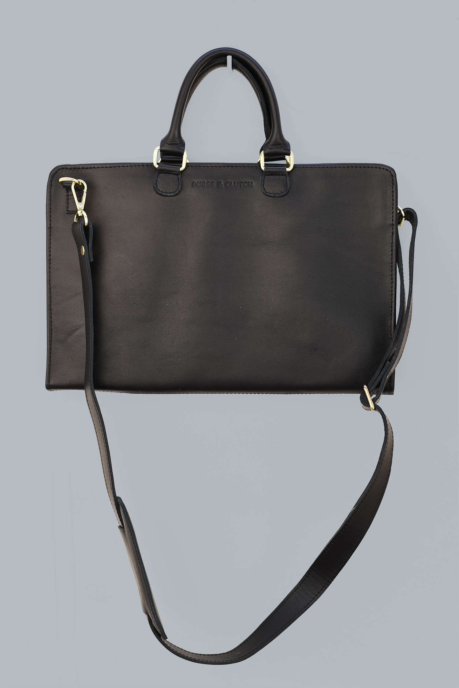 Leather Laptop Portfolio | Black Leather | Removable Strap