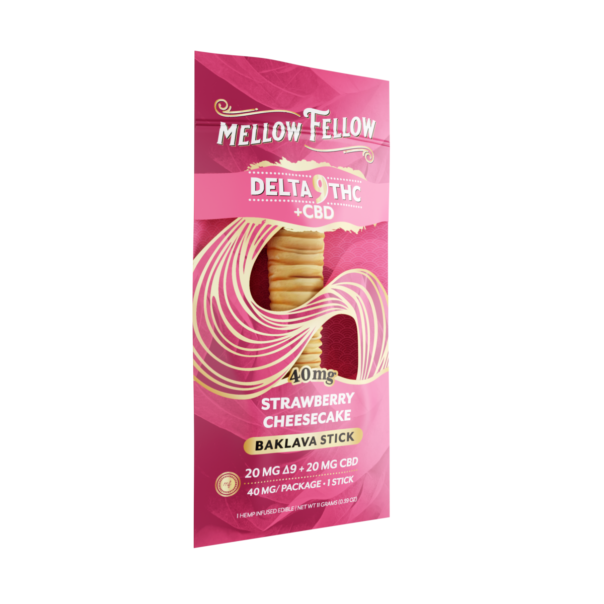 Delta 9 THC + CBD Baklava Sticks - Strawberry Cheesecake 40mg