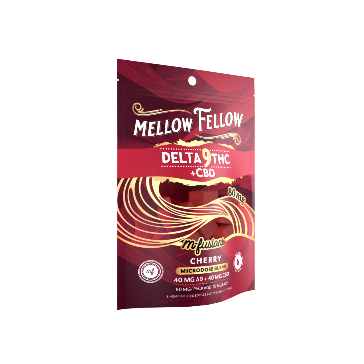 Microdose M-Fusions Gummies - Delta 9 THC + CBD 8ct 80mg - Cherry