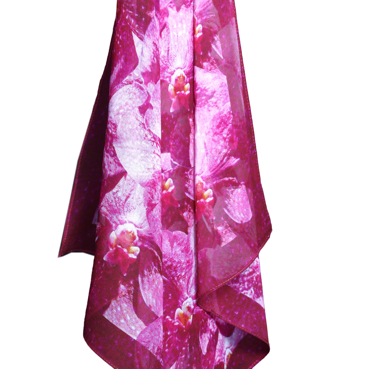 Silk 26 Inch Square Scarf - Orchids - Pink to Deep Magenta