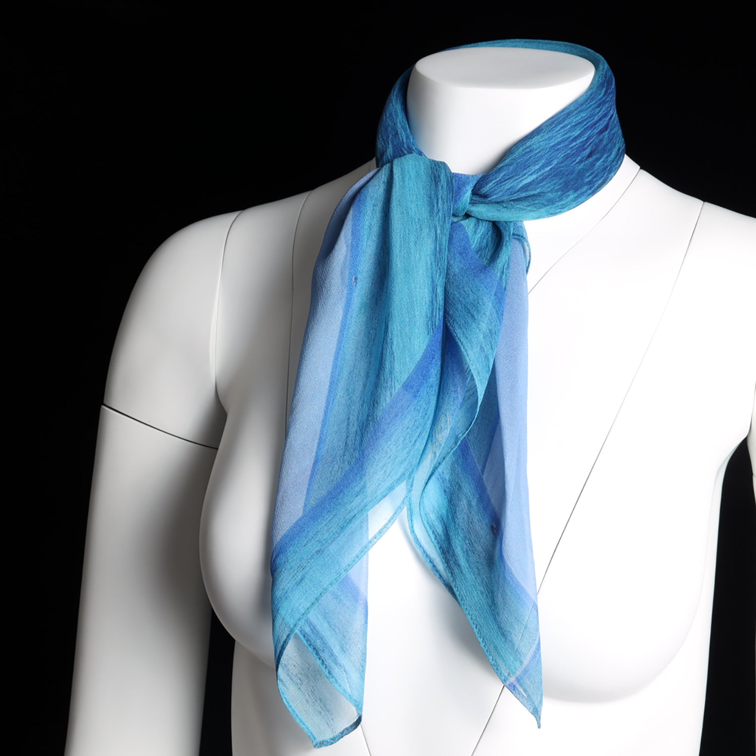 Silk 26 Inch Square Scarf - Ocean And Sky - Blues and Teal