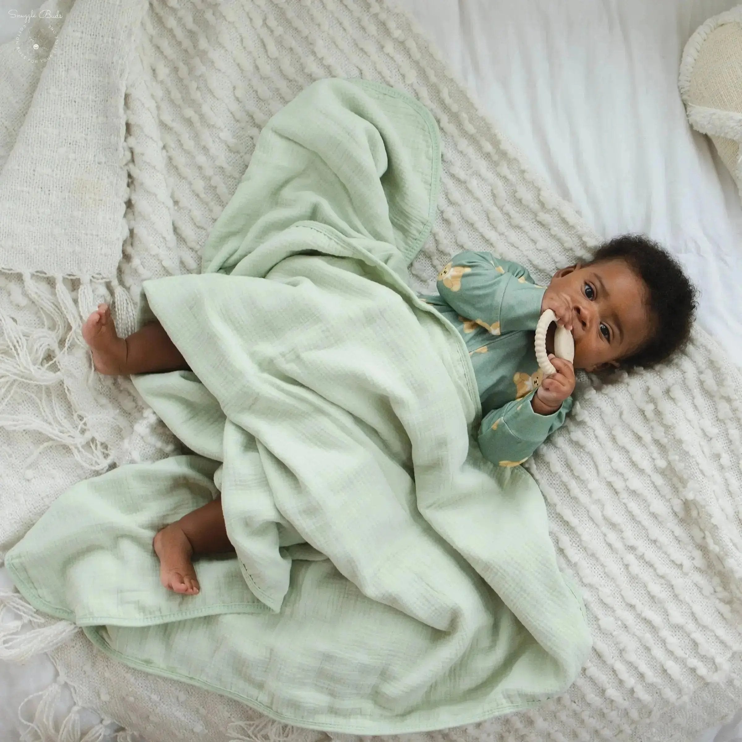 100% Muslin Cotton Blanket – Sage Green Solid (Available in Two Sizes)