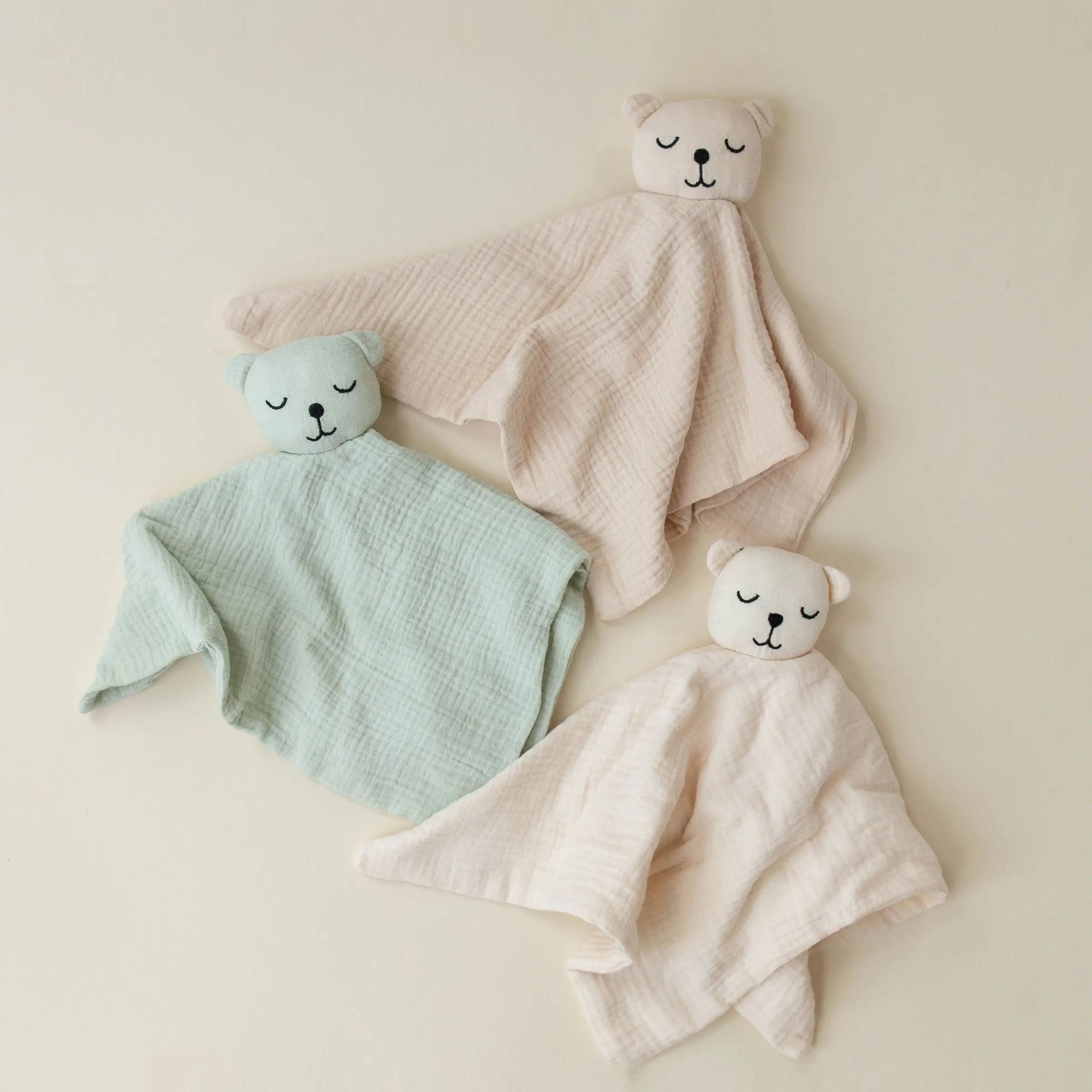 100% Muslin Cotton Comfort Blanket (Lovey) – Oat, Cream & Mint