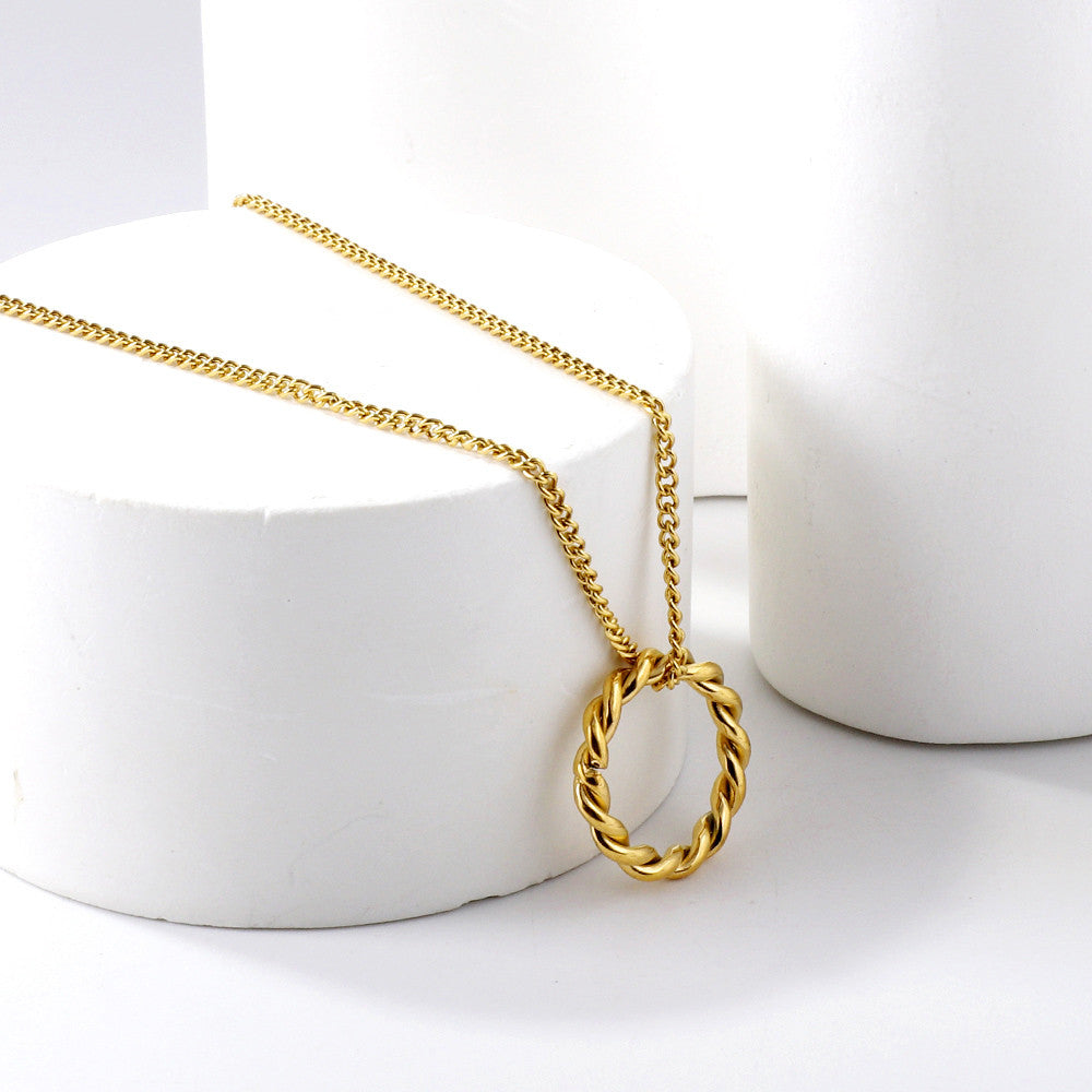 Cruller Circle Gold Necklace