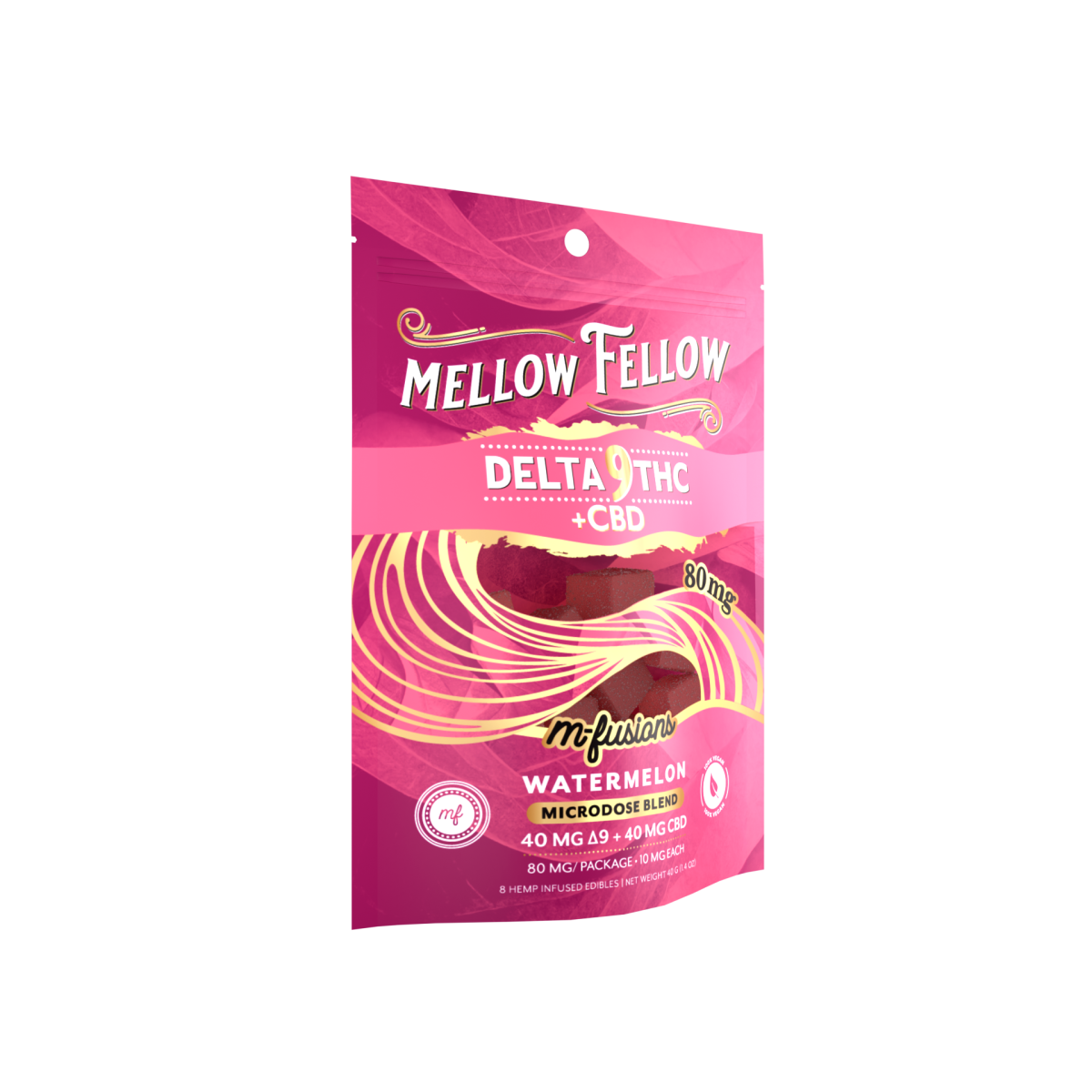Microdose M-Fusions Gummies - Delta 9 THC + CBD 8ct 80mg - Watermelon