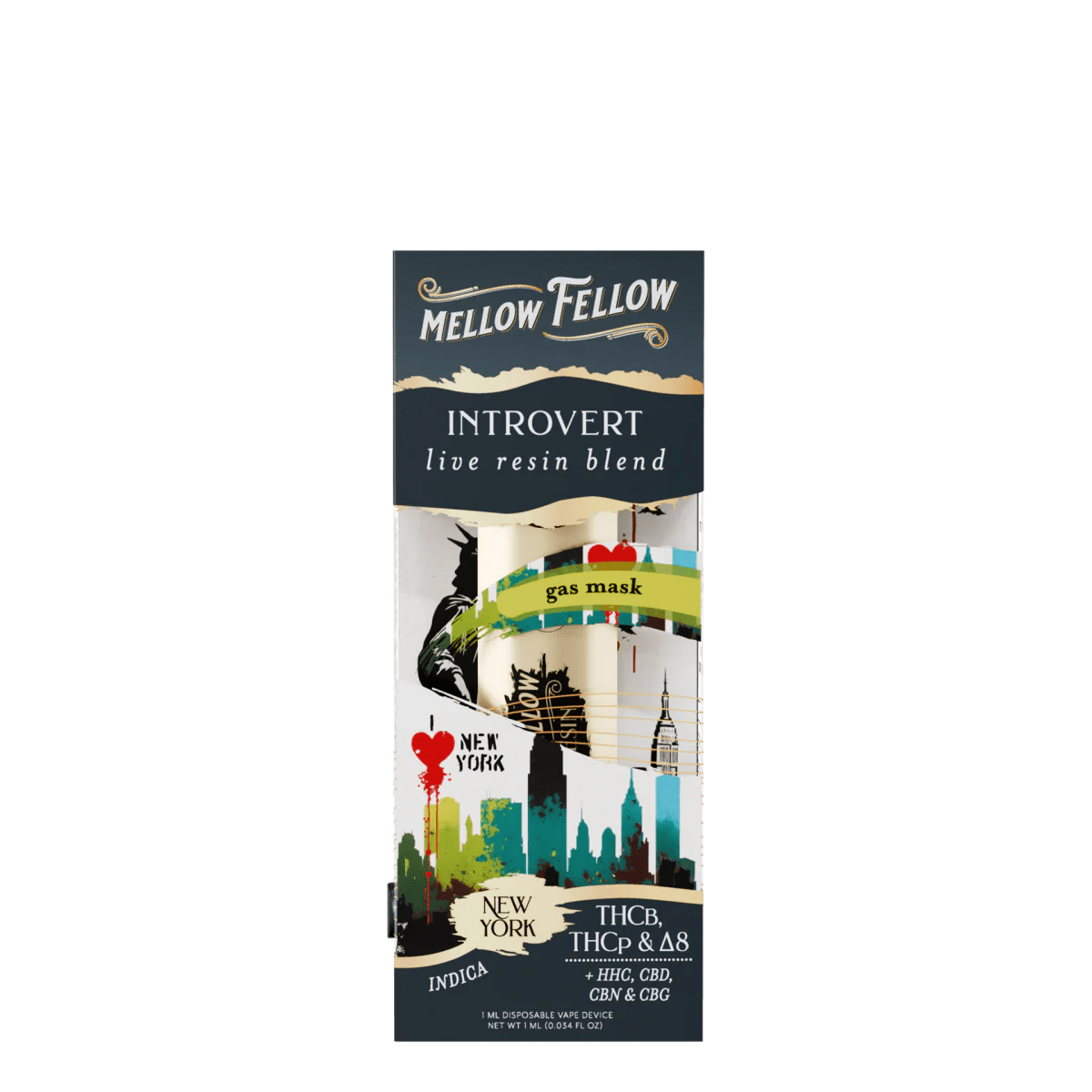 Introvert Blend - Live Resin 1ml Disposable Vape - Gas Mask (Indica)