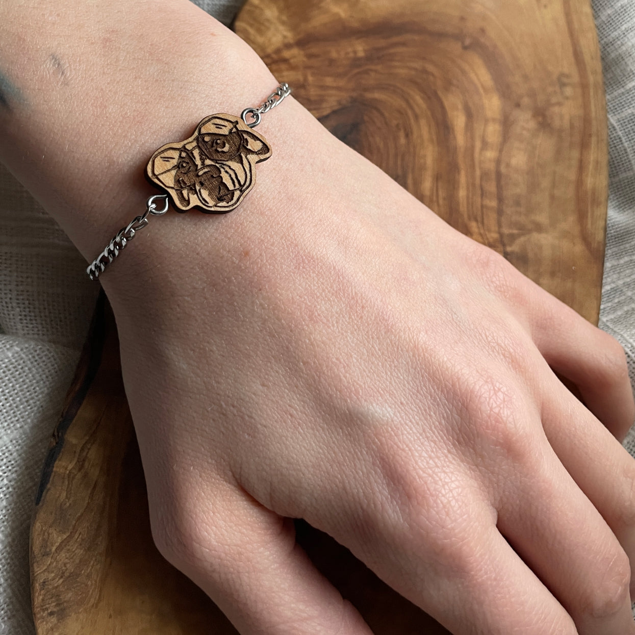 Wooden Charm Pet Portrait Bracelet