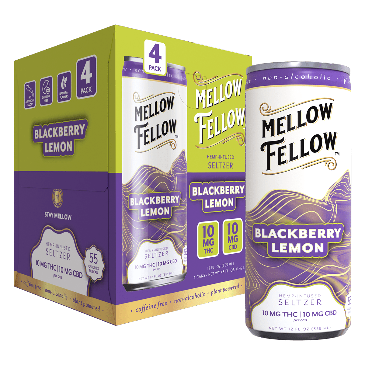 Delta 9 THC + CBD Seltzer Beverage 20MG - Blackberry Lemon 4 Pack