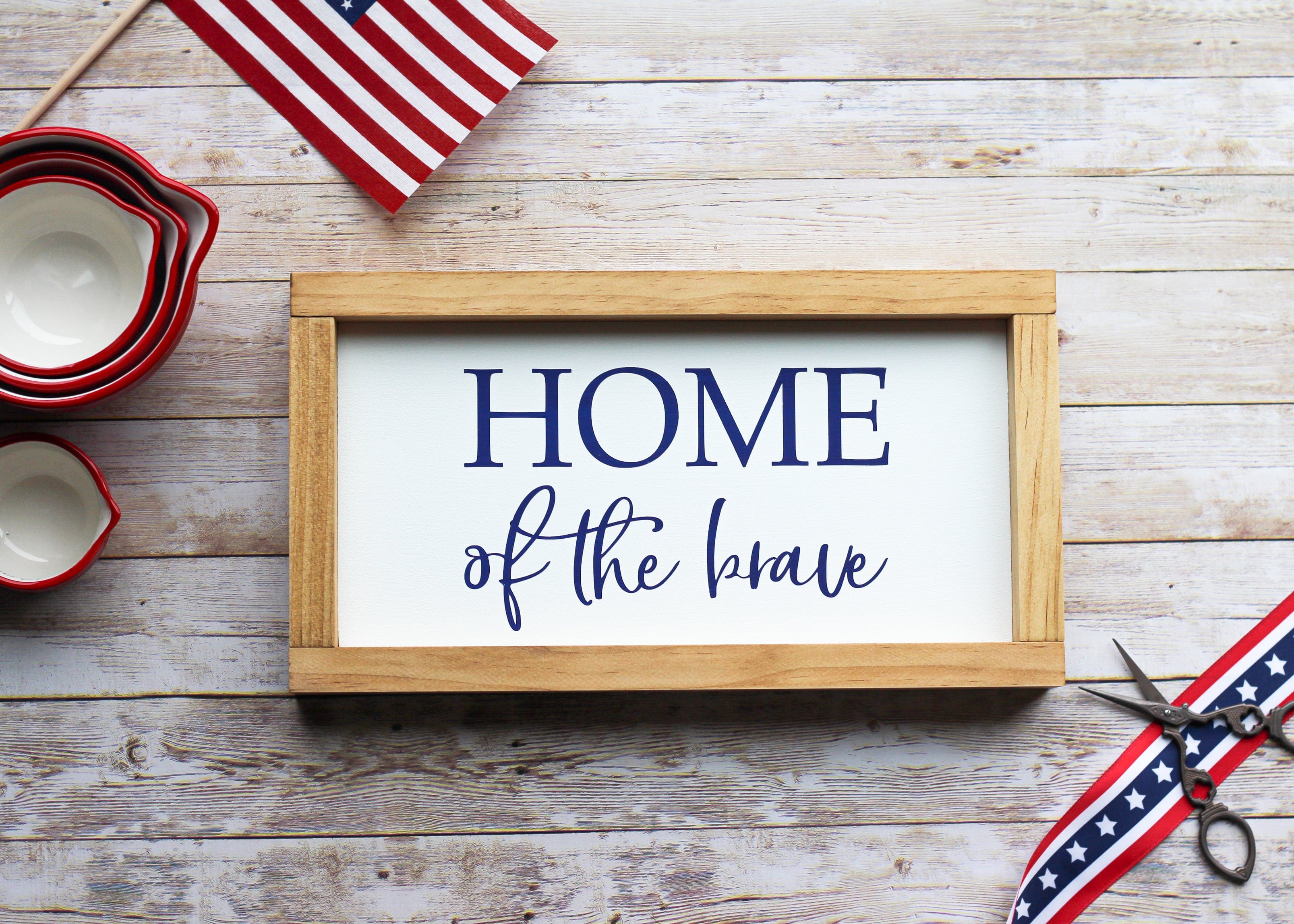 Patriotic Wall Sign Home of The Brave