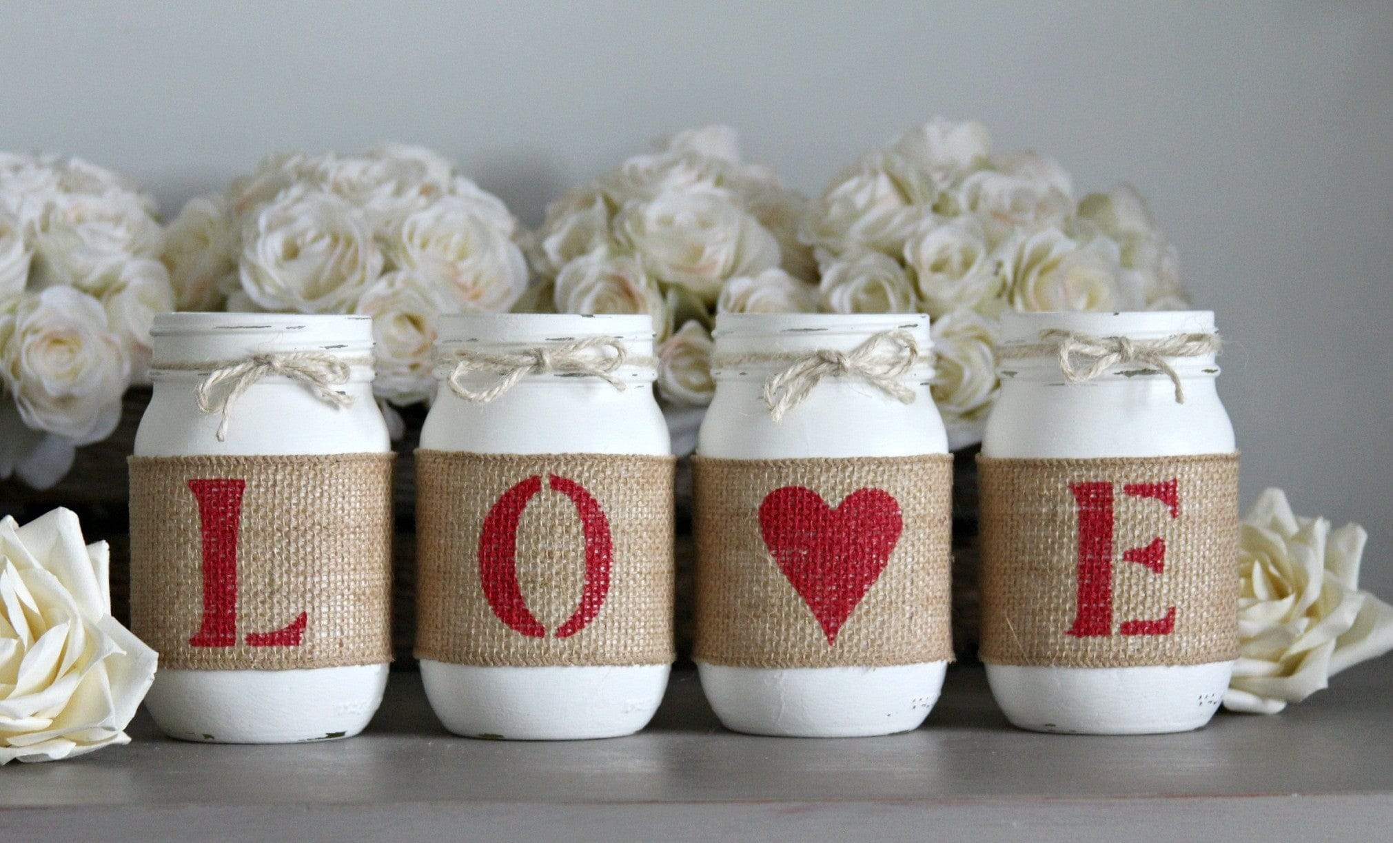 Valentine's Day Decor | Painted Mason Jars LOVE Gift