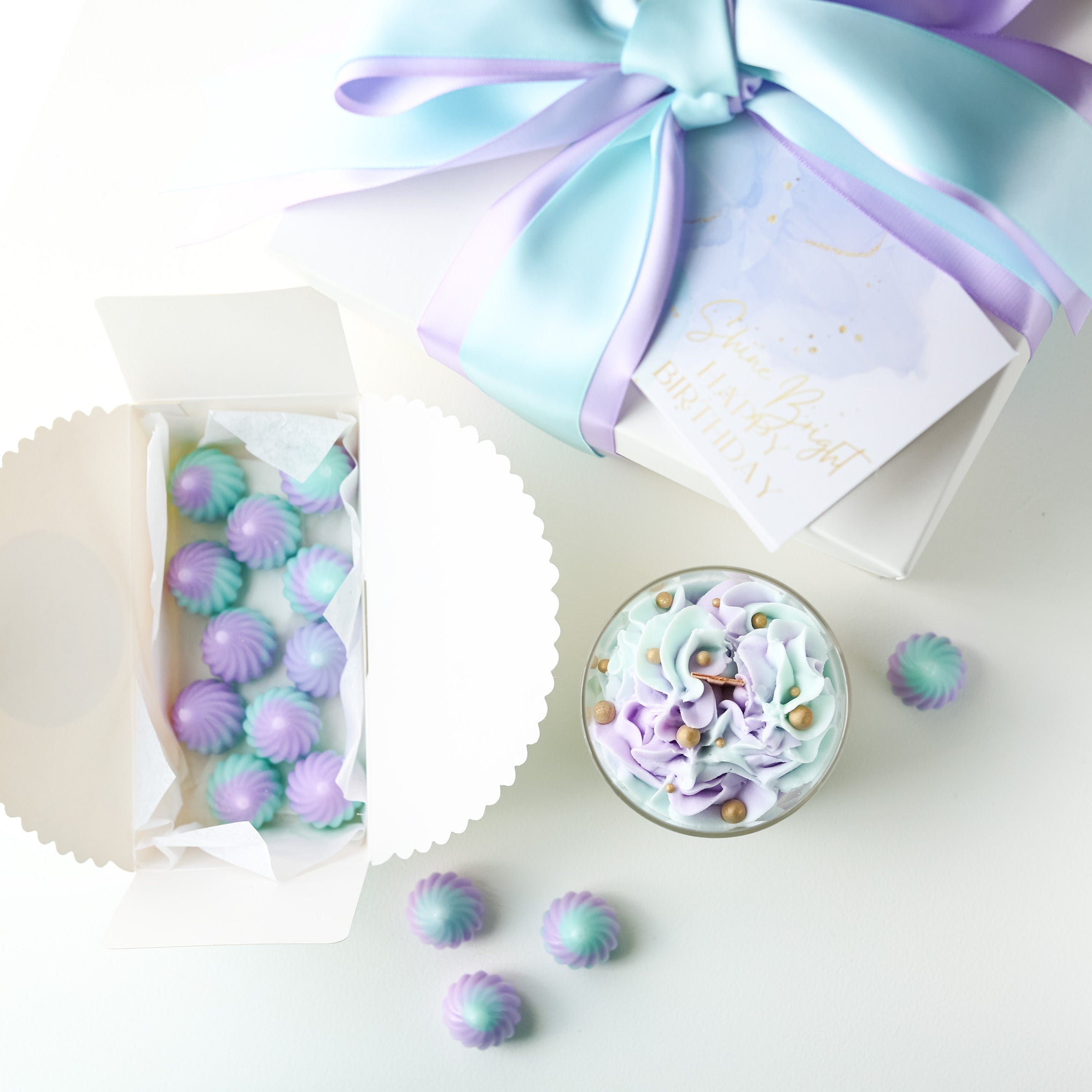 Shine Bright Happy Birthday Gift Bundle Candle +Wax Melts + Wish Card