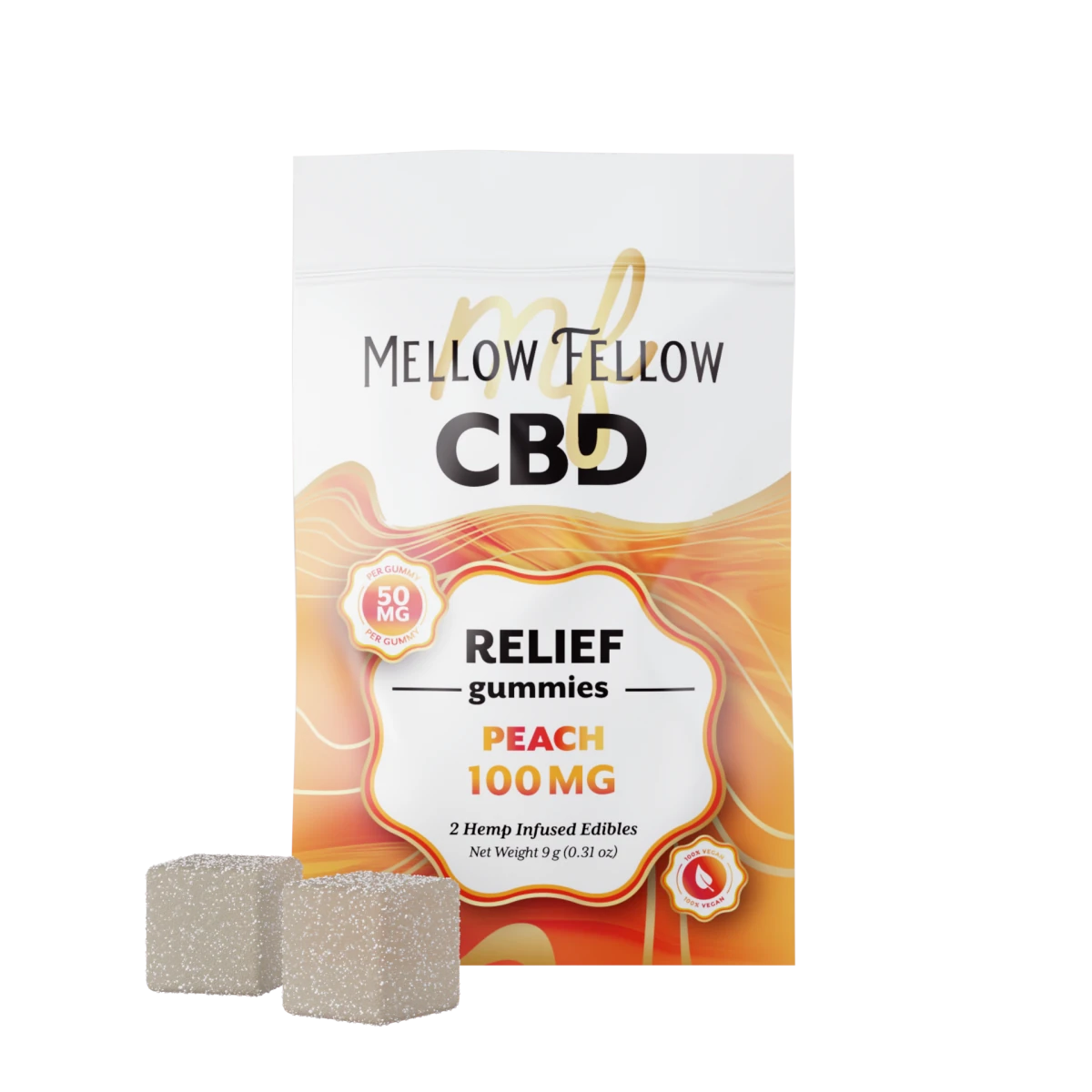 Relief CBD Gummies 100mg - Peach