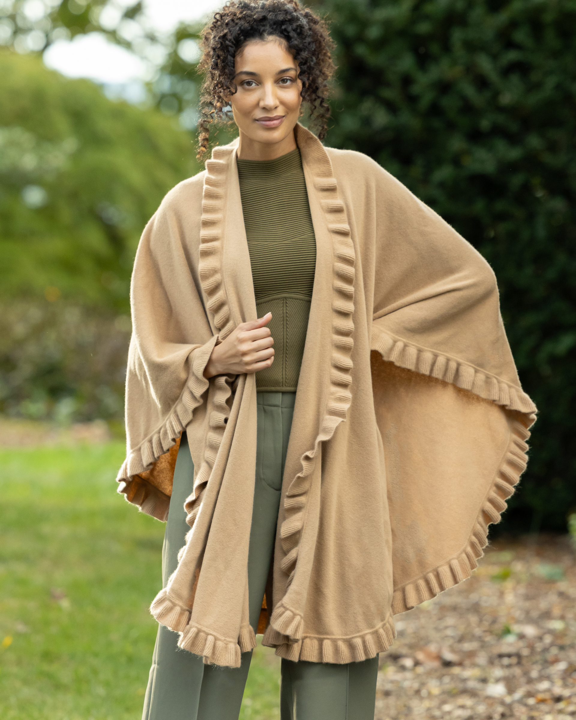 Volant Knitted Cashmere Cape