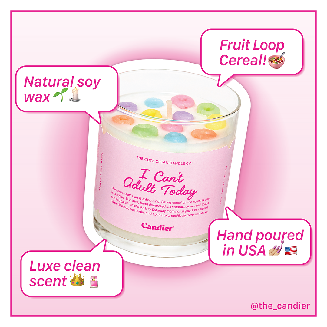 I Can't Adult Today Cereal Candle