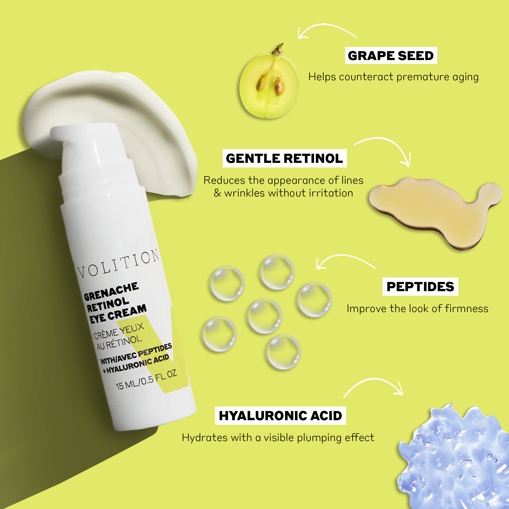 Grenache Retinol Eye Cream with Peptides + Hyaluronic Acid