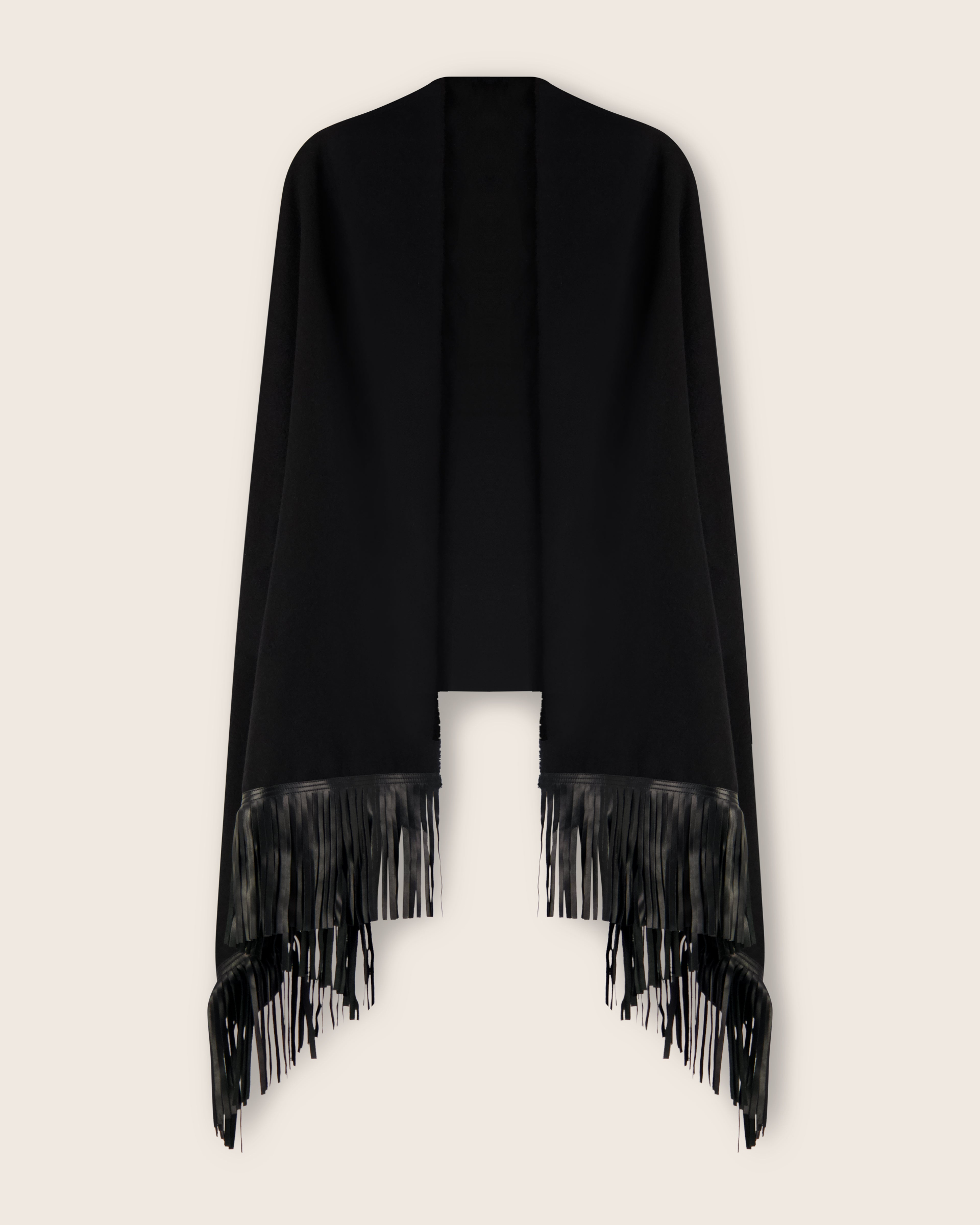 Luxe Leather Fringe Cashmere Wrap